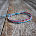 Colorful Cord Bracelet, Rainbow Waxed Thread Bracelet, Boho Summer Bracelet, Adjustable Beach Bracelet, Multi Strand Friendship Bracelet