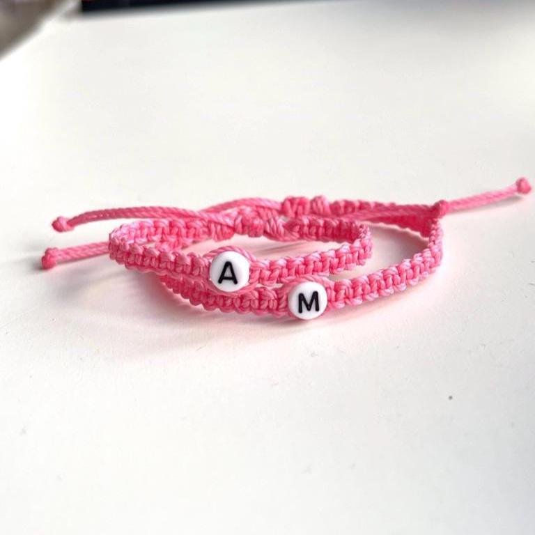 Initials Matching Bracelets Pink Mommy and Me First Day of Kindergarten Waterproof Marathon
