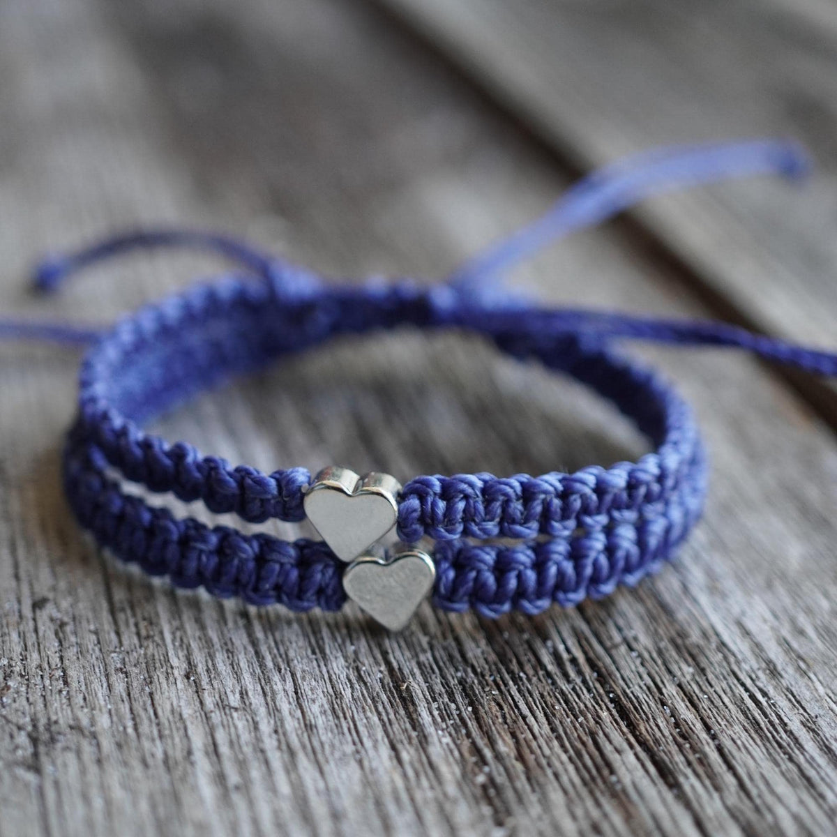 Mommy and me Blue Silver Heart bracelets