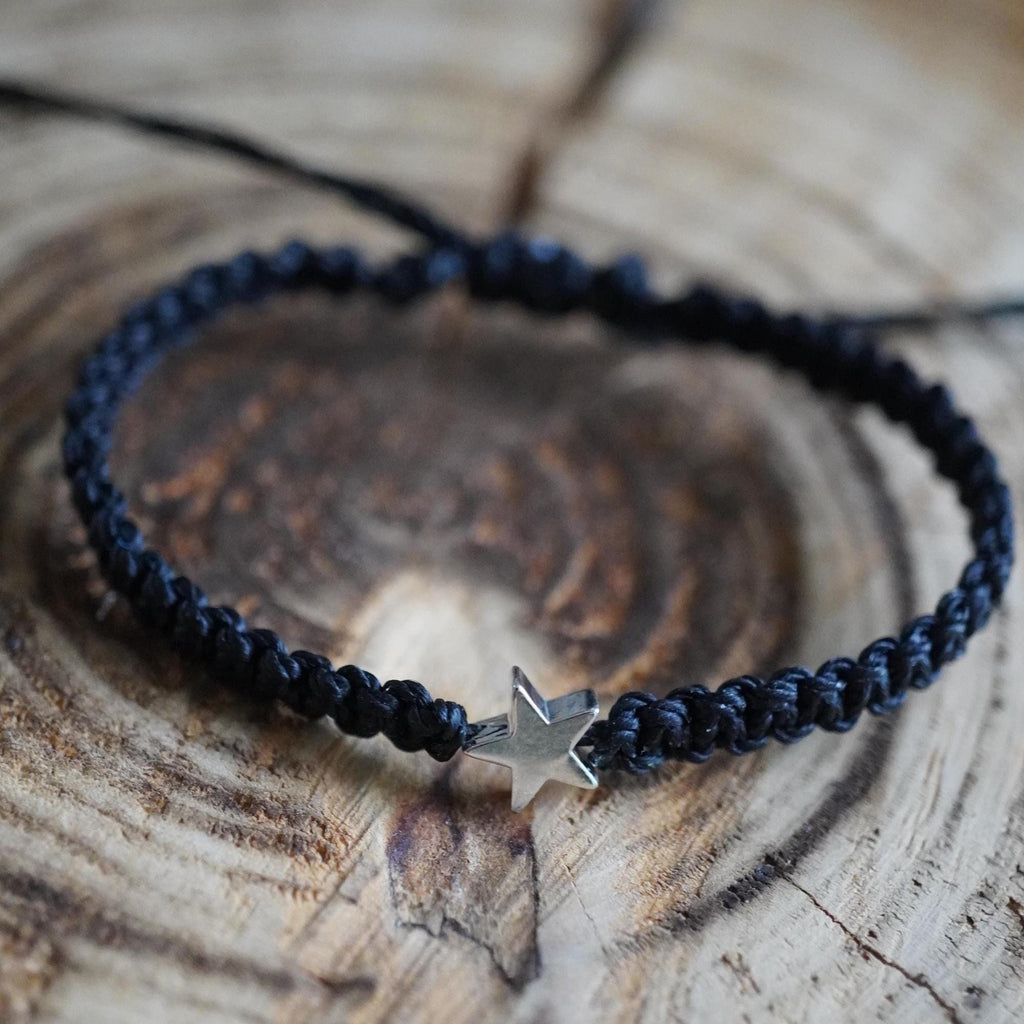 Silver Star Family Bracelets Black Matching Bracelets