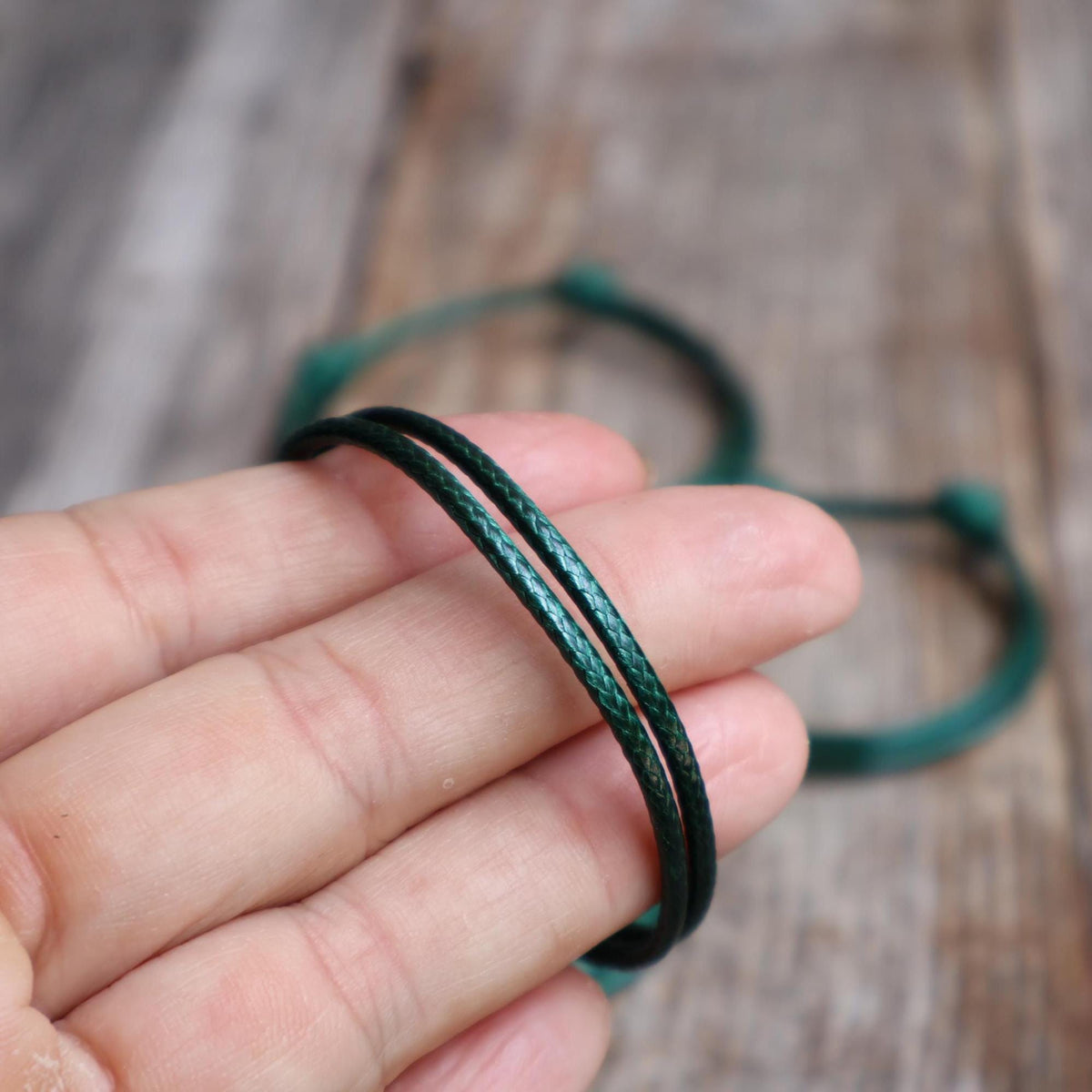 Family Matching Bracelets, 2mm, Dark Green Simple Cord