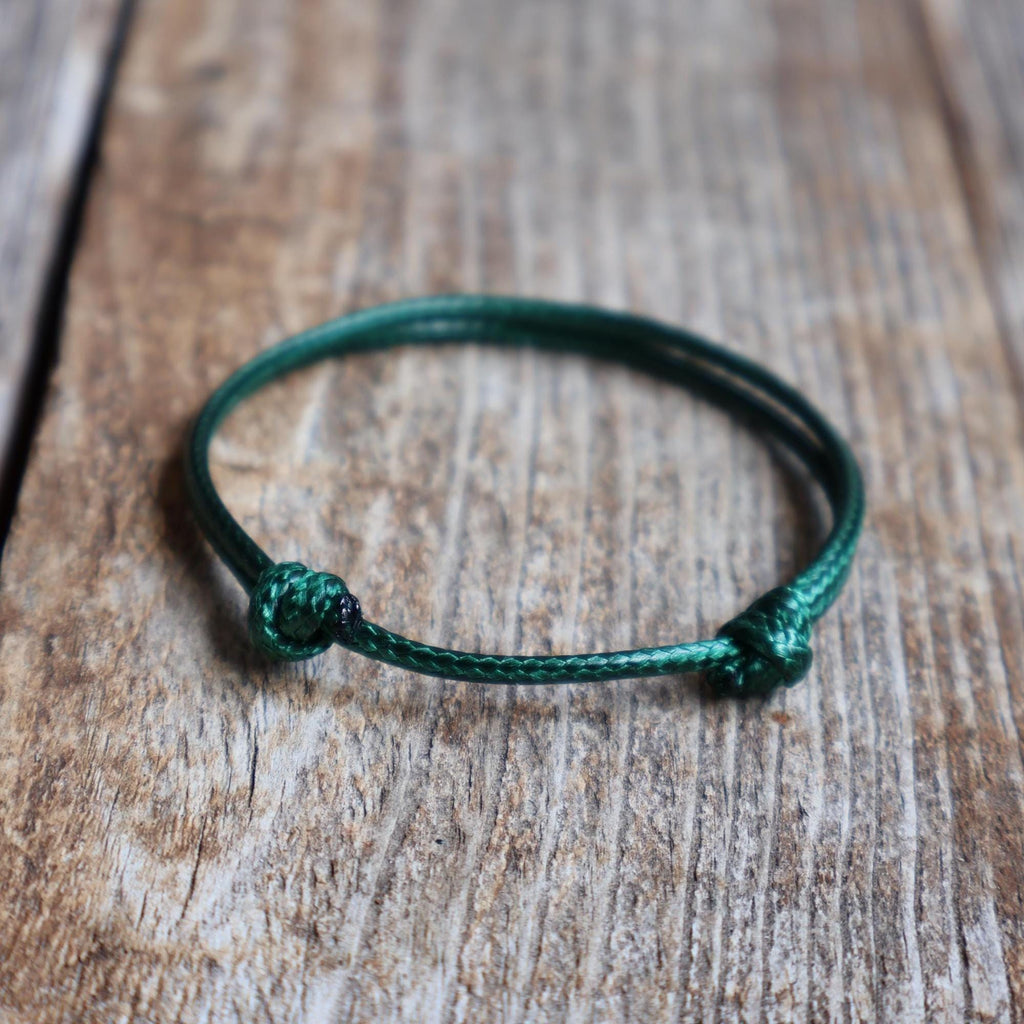 Family Matching Bracelets, 2mm, Dark Green Simple Cord