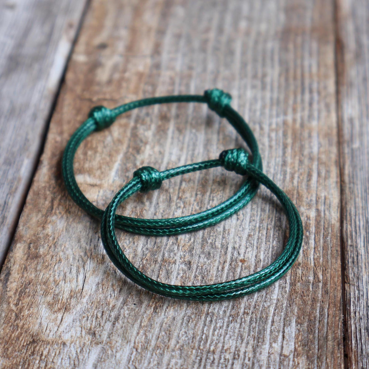 Family Matching Bracelets, 2mm, Dark Green Simple Cord