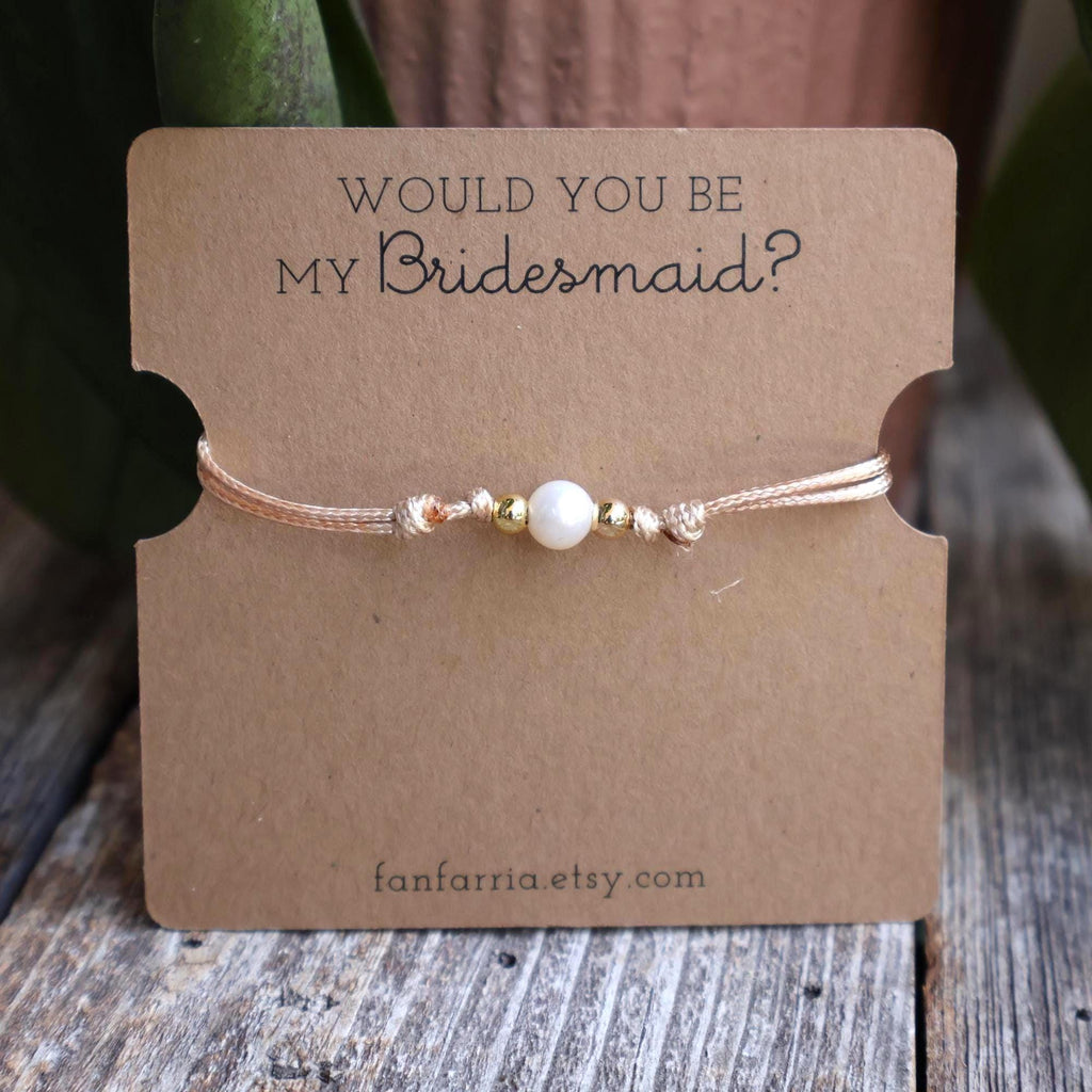 Would You Be My Bridesmaid Bracelet or Anklet, Freshwater Pearl Gold Plated Bead, Bridesmaid Proposal Gift