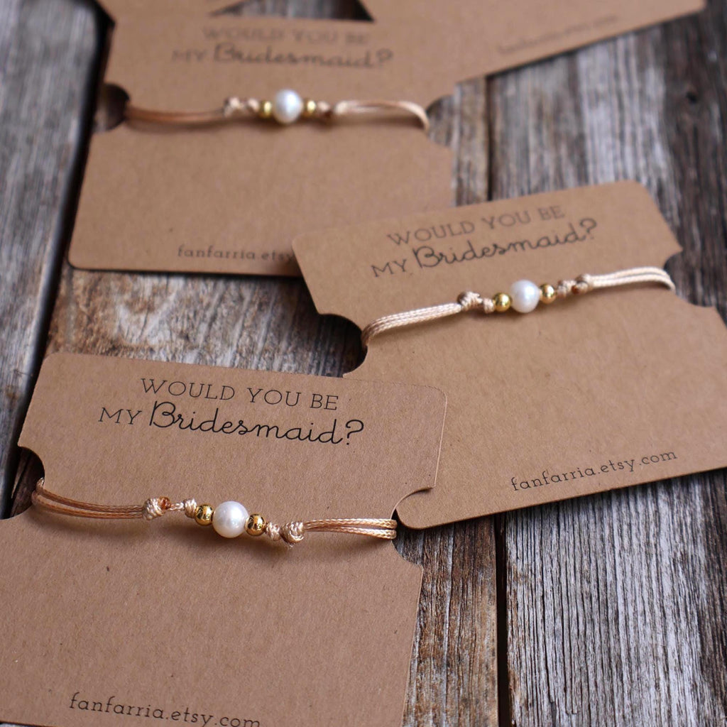 Would You Be My Bridesmaid Bracelet or Anklet, Freshwater Pearl Gold Plated Bead, Bridesmaid Proposal Gift