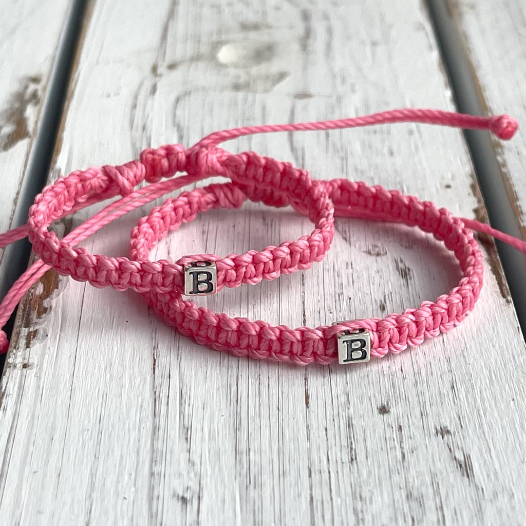 Initials Daddy and Me, Mommy and Me, Family Matching Bracelets Red Waterproof