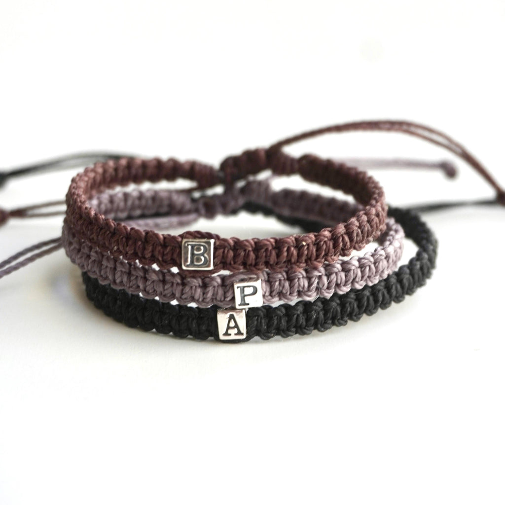 Initials Daddy and Me, Mommy and Me, Family Matching Bracelets Red Waterproof