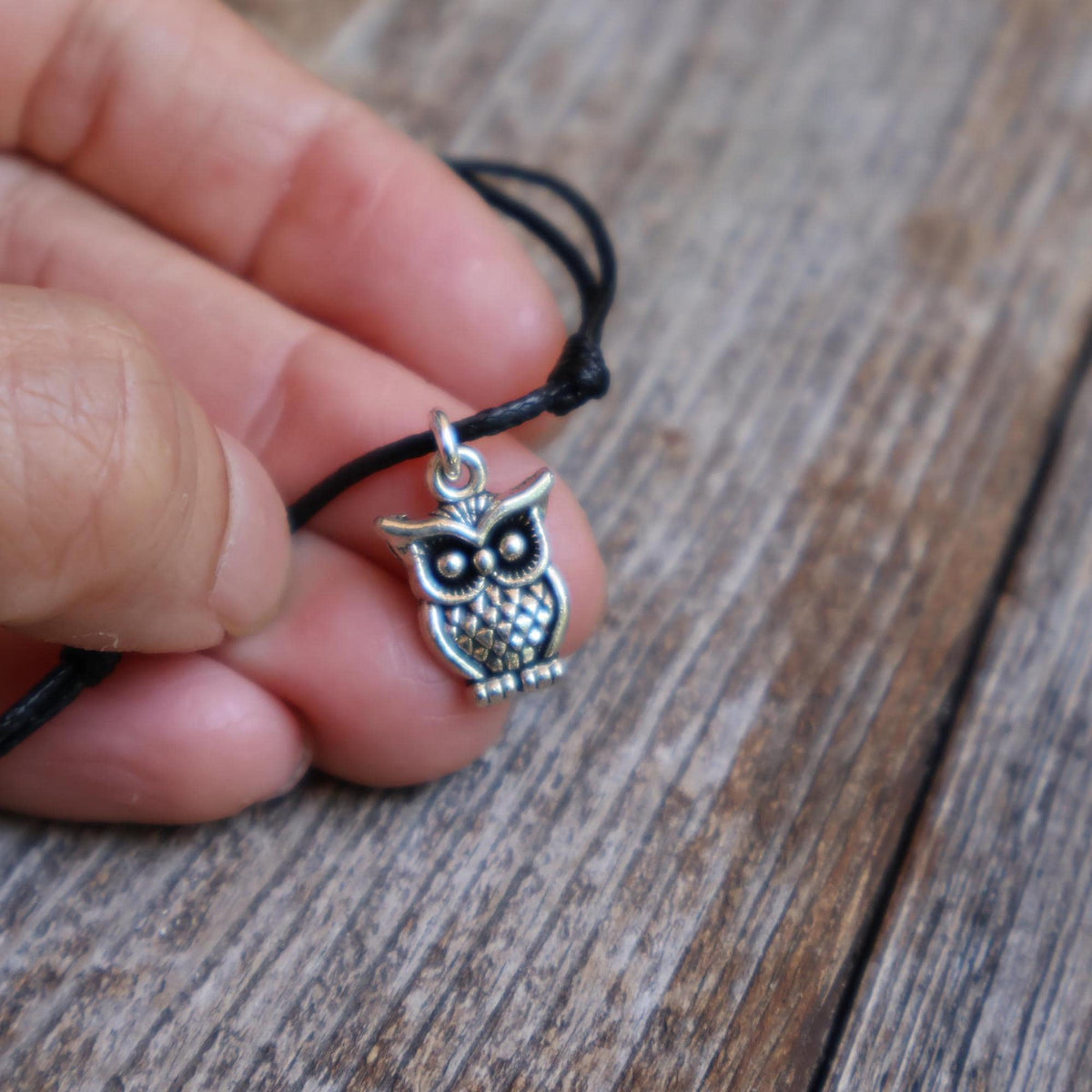 Owl Bracelet Anklet Choker Black Cord Adjustable Waterproof