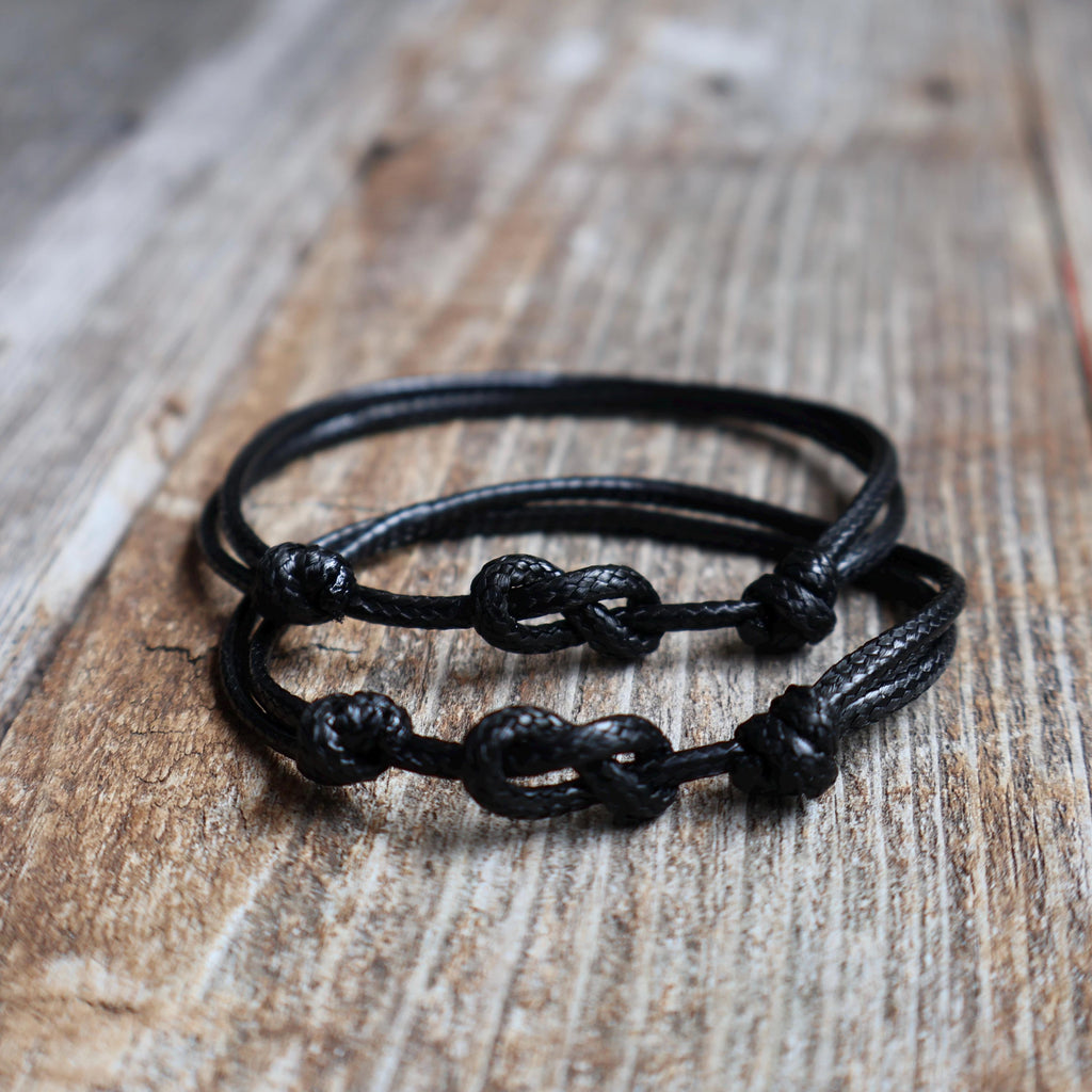Lovers Key, Black Waterproof His and Hers Bracelets