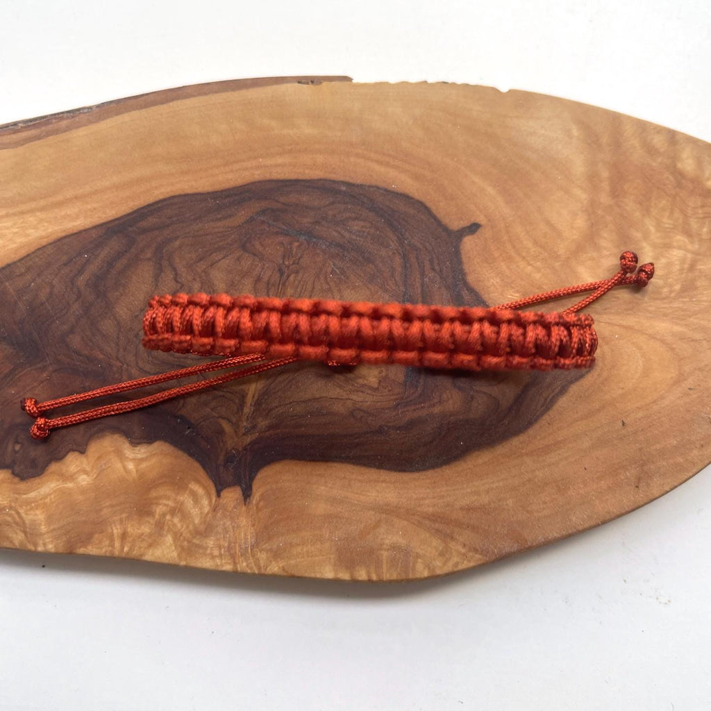 Rust Macrame Bracelet, Woven Cord Wristband, Adjustable Sliding Knot, Braided Friendship Jewelry, Boho Terracotta Style, Unisex