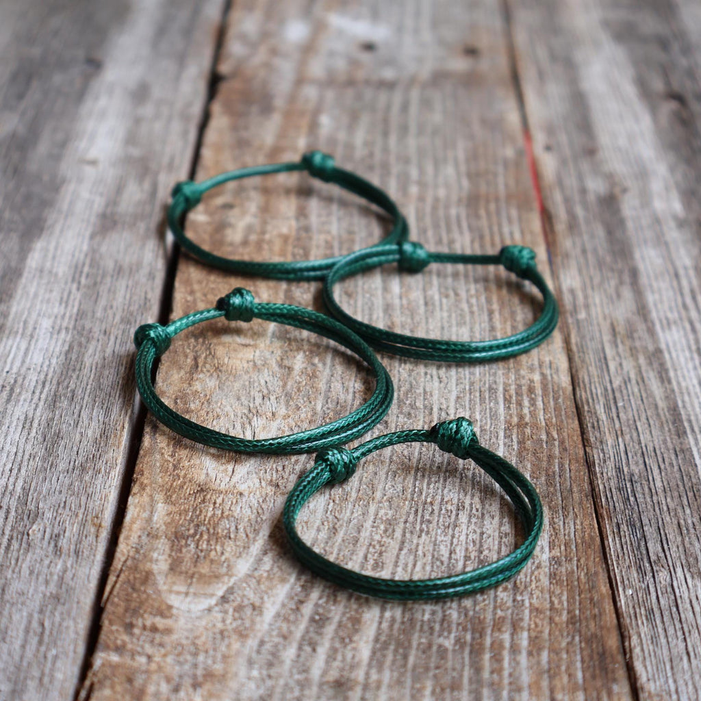 Family Matching Bracelets, 2mm, Dark Green Simple Cord