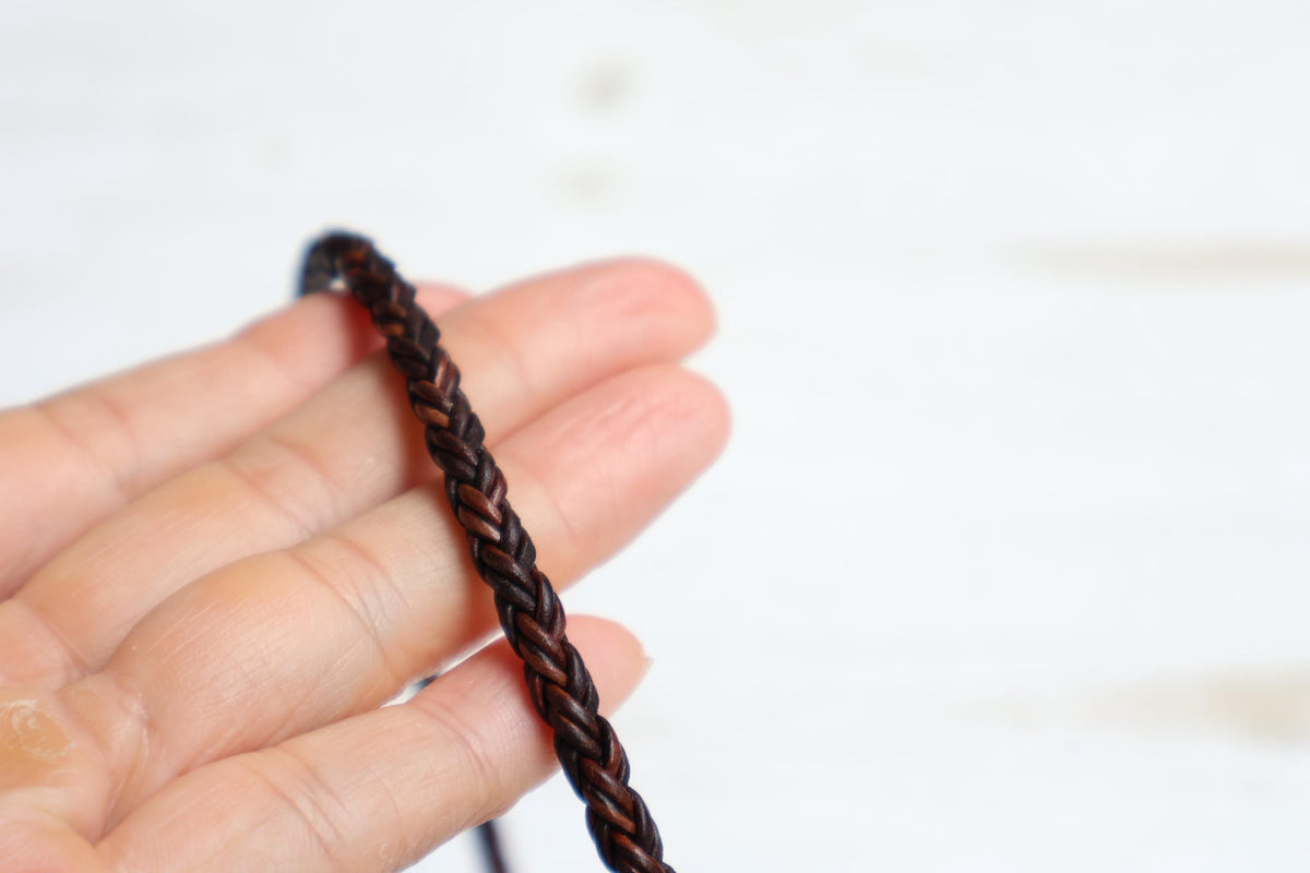 Braided Leather Necklace, Adjustable Dark Brown Cord, Woven Choker Style, Minimalist Unisex Jewelry Gift