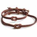 Celtic knot brown leather couples bracelets his and hers matching set adjustable