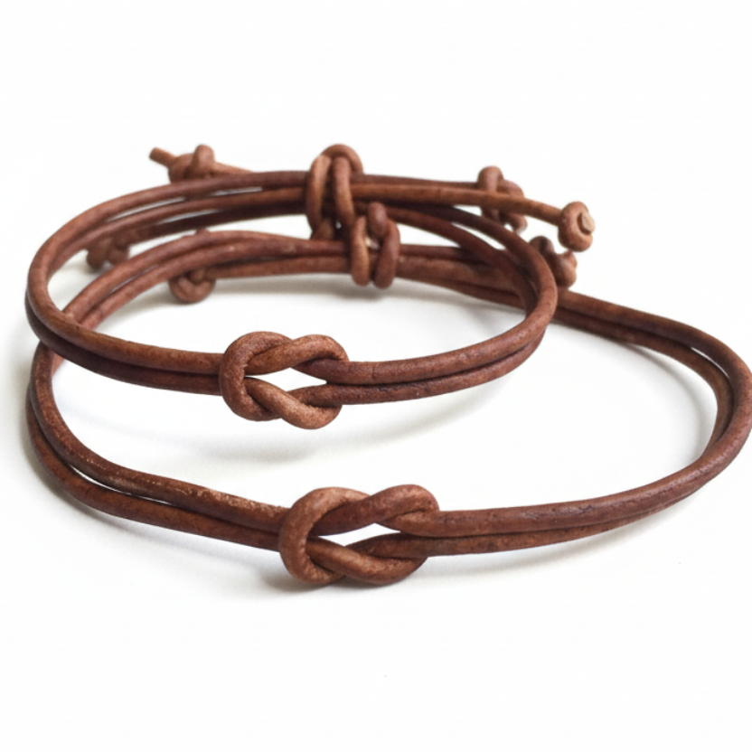 Celtic knot brown leather couples bracelets his and hers matching set adjustable