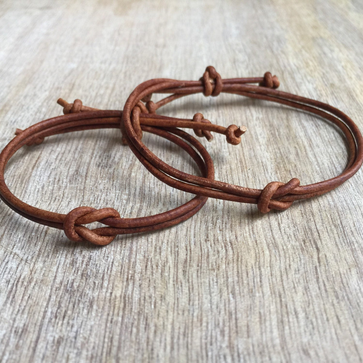 Couples Knot Leather Bracelet Set of 2 Knotted Bracelets Gift for His and Her North Venice Collection