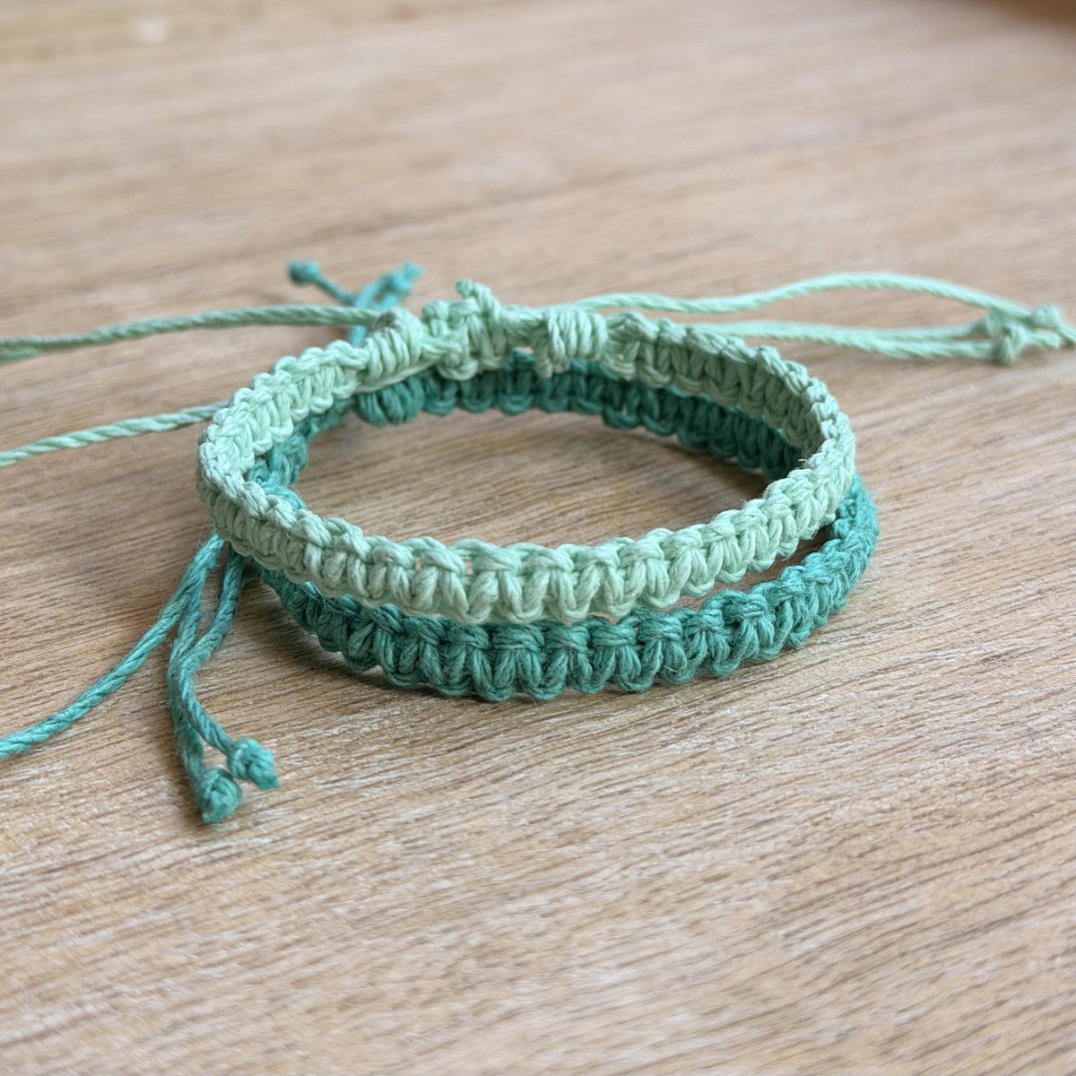 Hemp Cord Bracelet, Adjustable Boho Anklet, Set of 3 Beach Jewelry, Blue Green Waxed Thread, Handmade Stackable Gift