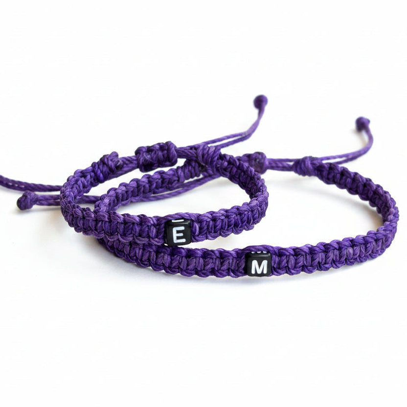Matching mom and me bracelets with personalized initial beads
