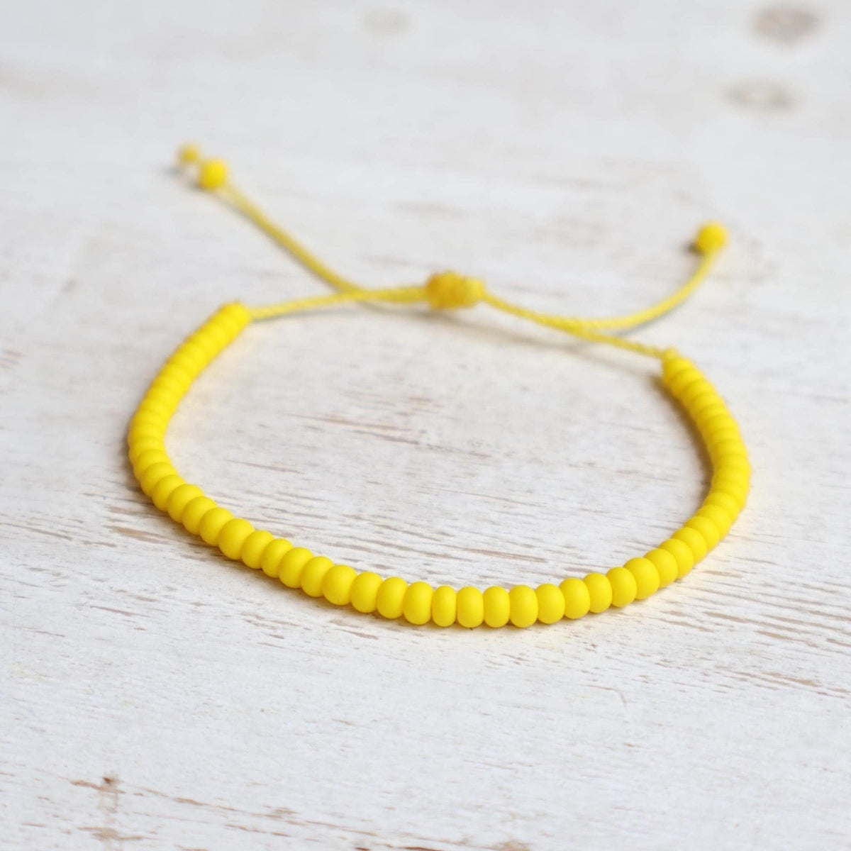 Yellow Czech Bead Anklet Bracelet, Adjustable Cord, Minimalist Boho Stacking Jewelry