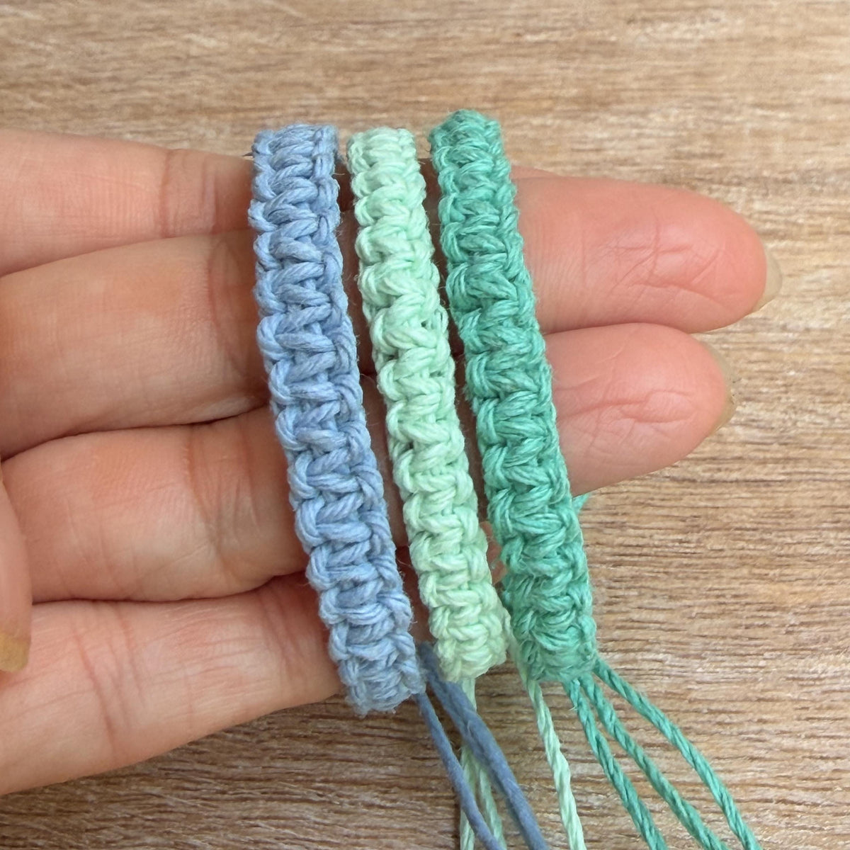 Hemp Cord Bracelet, Adjustable Boho Anklet, Set of 3 Beach Jewelry, Blue Green Waxed Thread, Handmade Stackable Gift