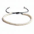 Ivory Czech Bead Bracelet with Black Waxed Cord, Fall 2026 Trend Color