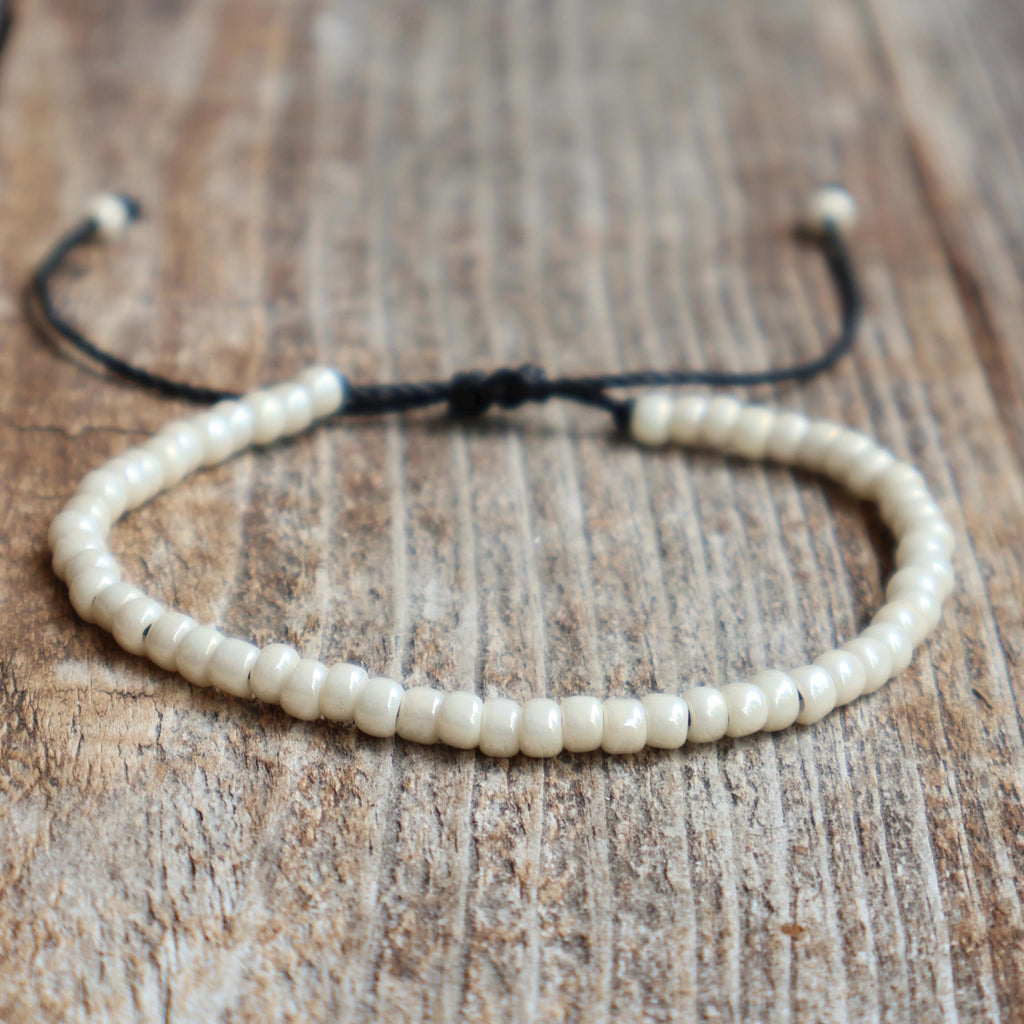 Ivory Beads Czech Beads Bracelet Anklet Unisex, Fall 2026 Neutral