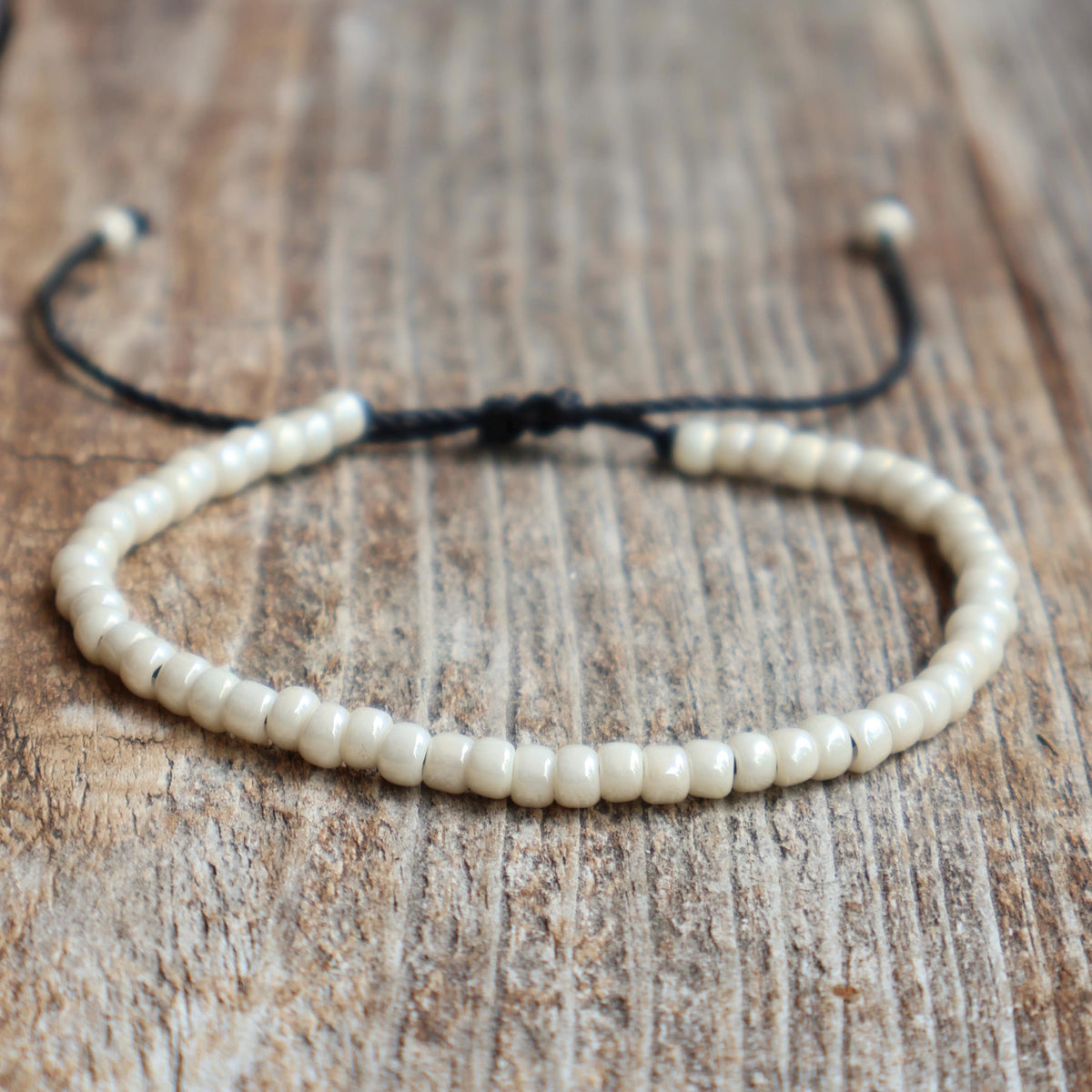 Ivory Beads Czech Beads Bracelet Anklet Unisex, Fall 2026 Neutral