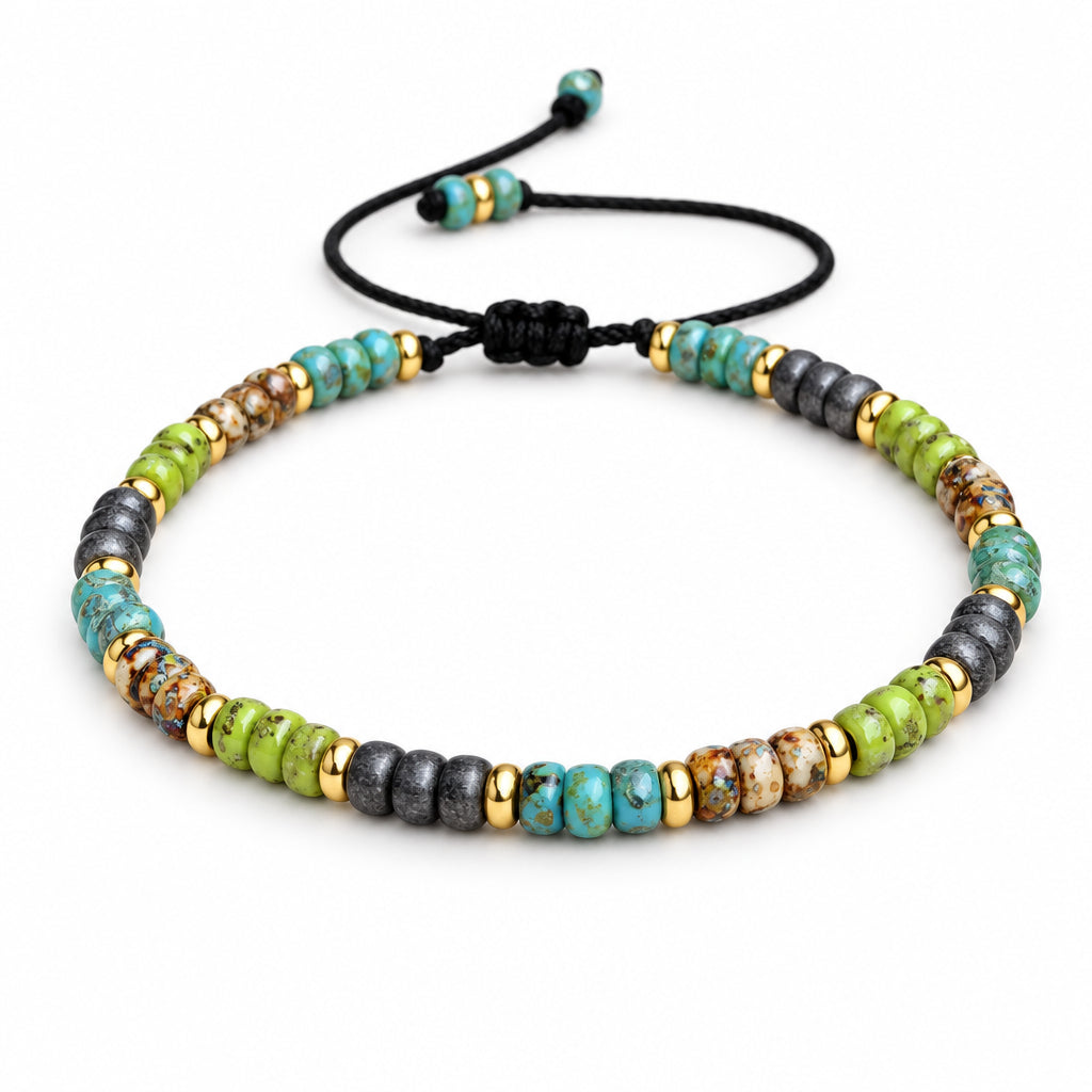 Beaded Anklet or Bracelet, Adjustable Czech Glass Bead Jewelry, Boho Beach Anklet, Earthy Jewelry Gift for Him or Her