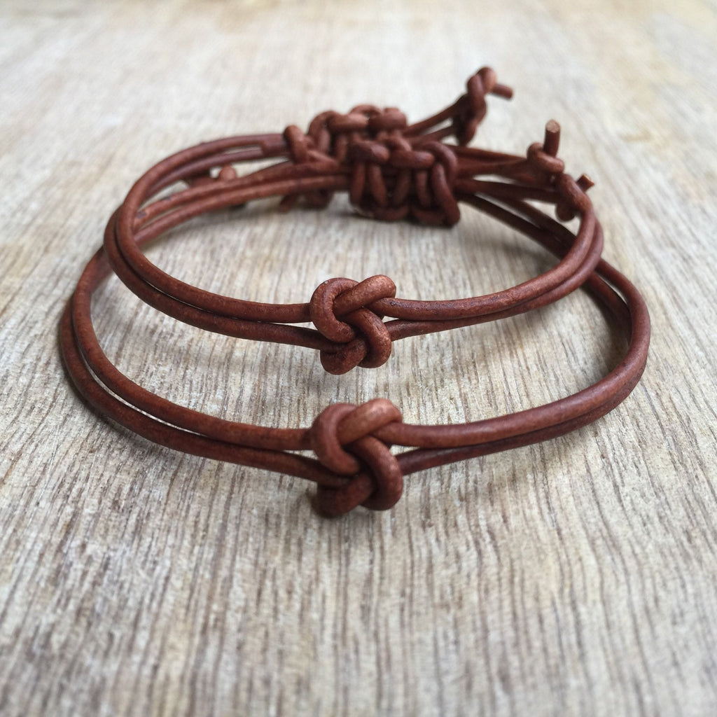Venice, Couples Bracelets, His and her Bracelet, Knot Couple Bracelet, Leather matching Bracelets, Set of 2