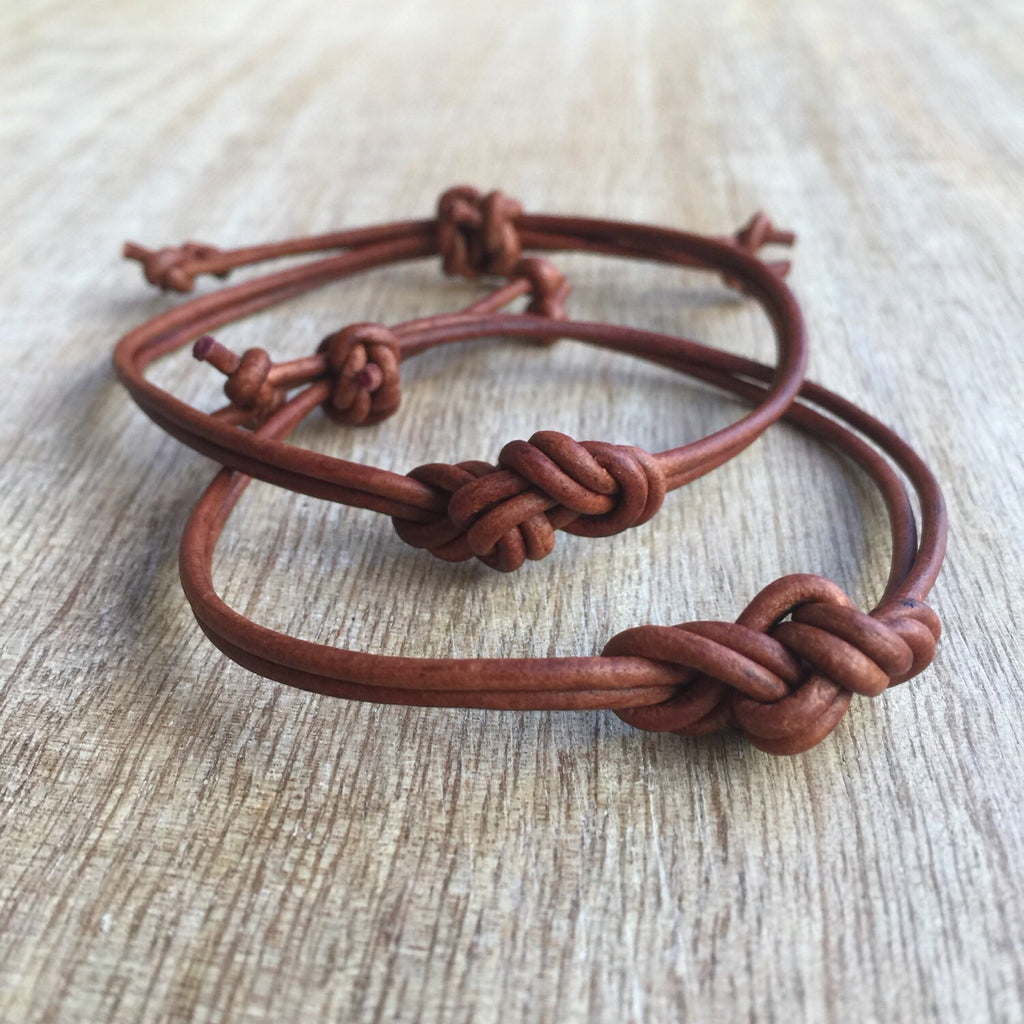 Eternity, Leather Set, Couples Leather Bracelets, His and her Bracelet, Brown Leather, Set of 2 LC001133