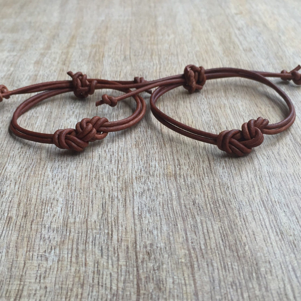 Eternity, Leather Set, Couples Leather Bracelets, His and her Bracelet, Brown Leather, Set of 2 LC001133