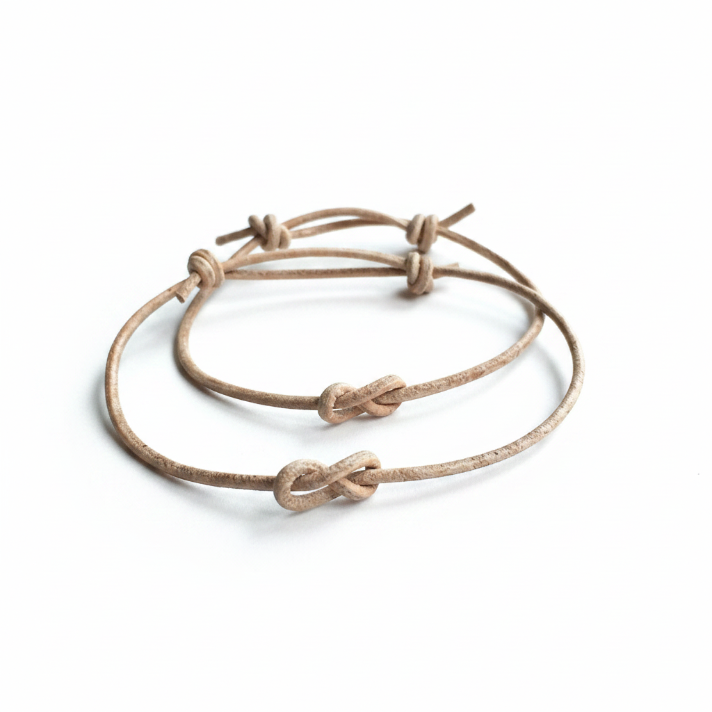 Natural Leather His and Hers Couples Bracelets Minimalist