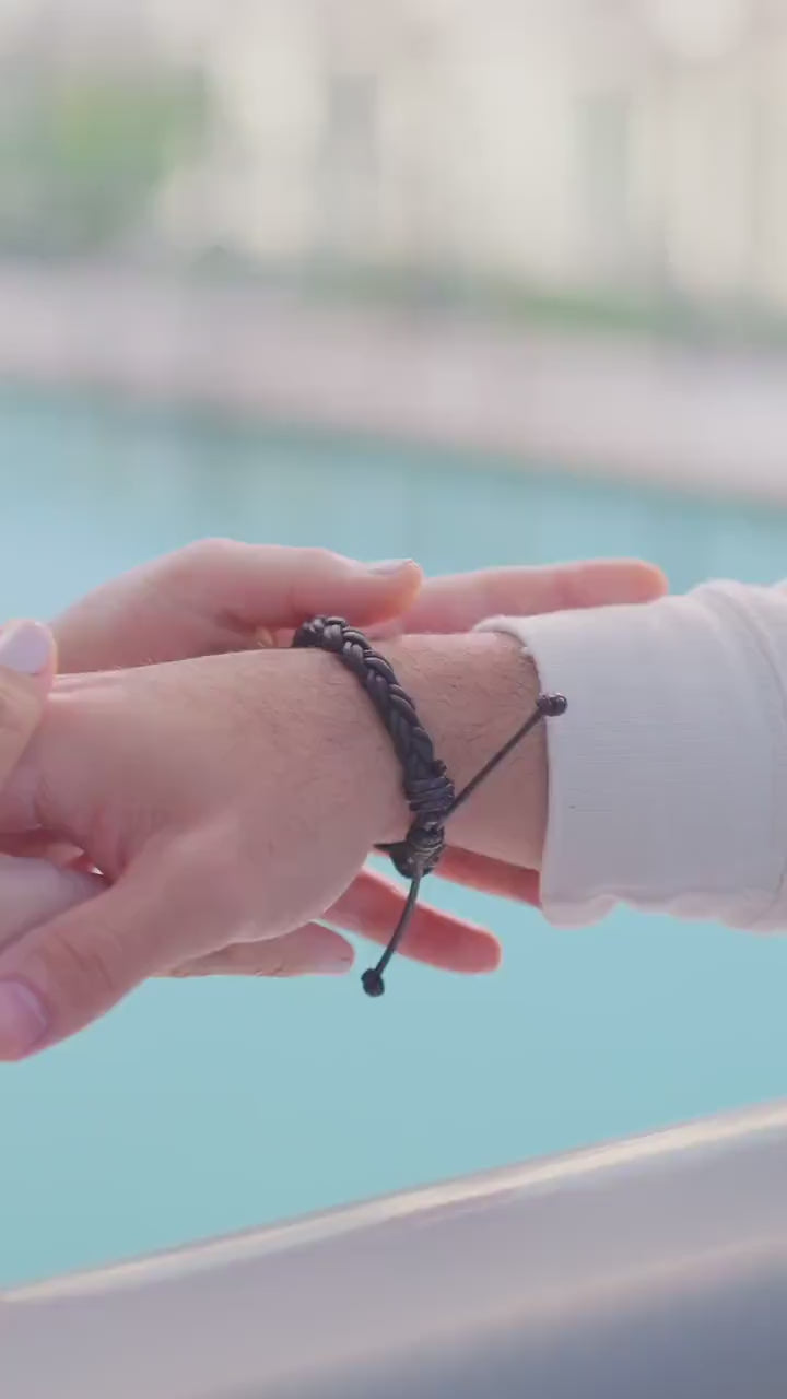 For the Leather Lover - Dark Brown Braided Bracelet -