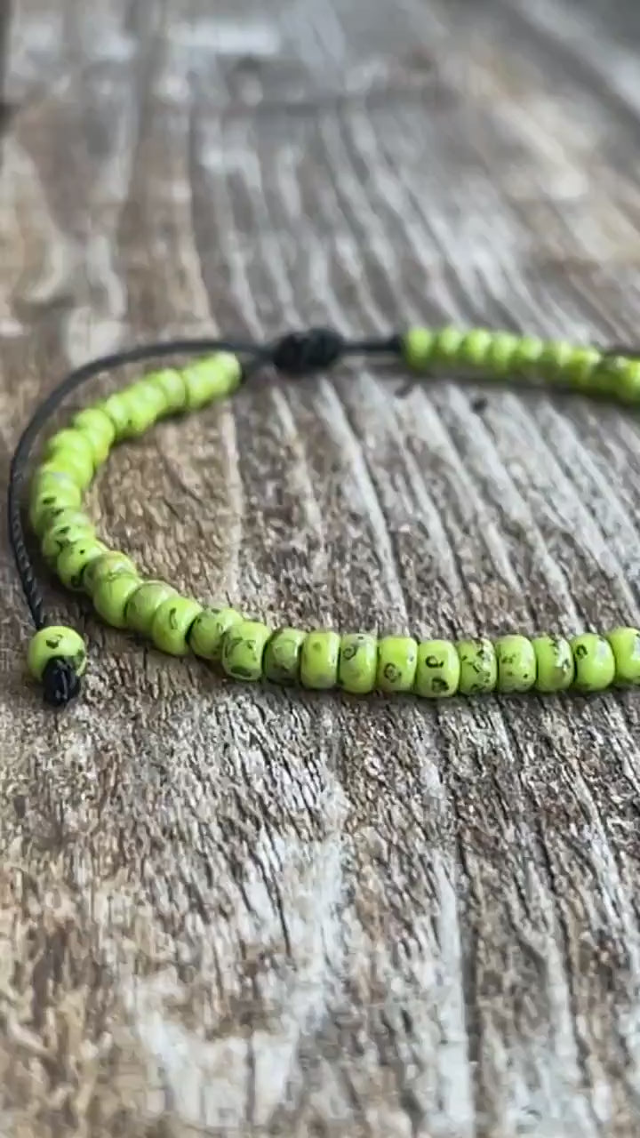 Caladesi, Green Beads Czech Beads Bracelet Anklet Unisex