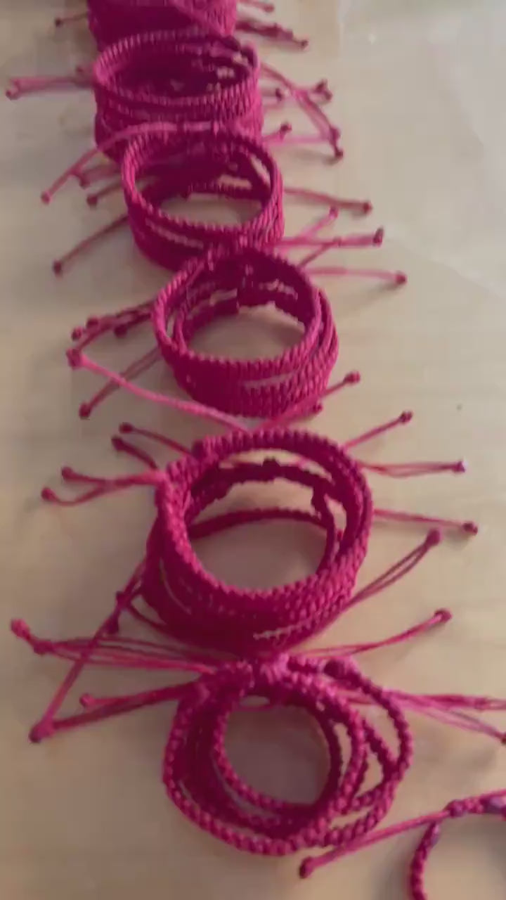 Red Handmade Macrame Bracelets - Adjustable Perfect for Any Occasion - Wholesale Bulk