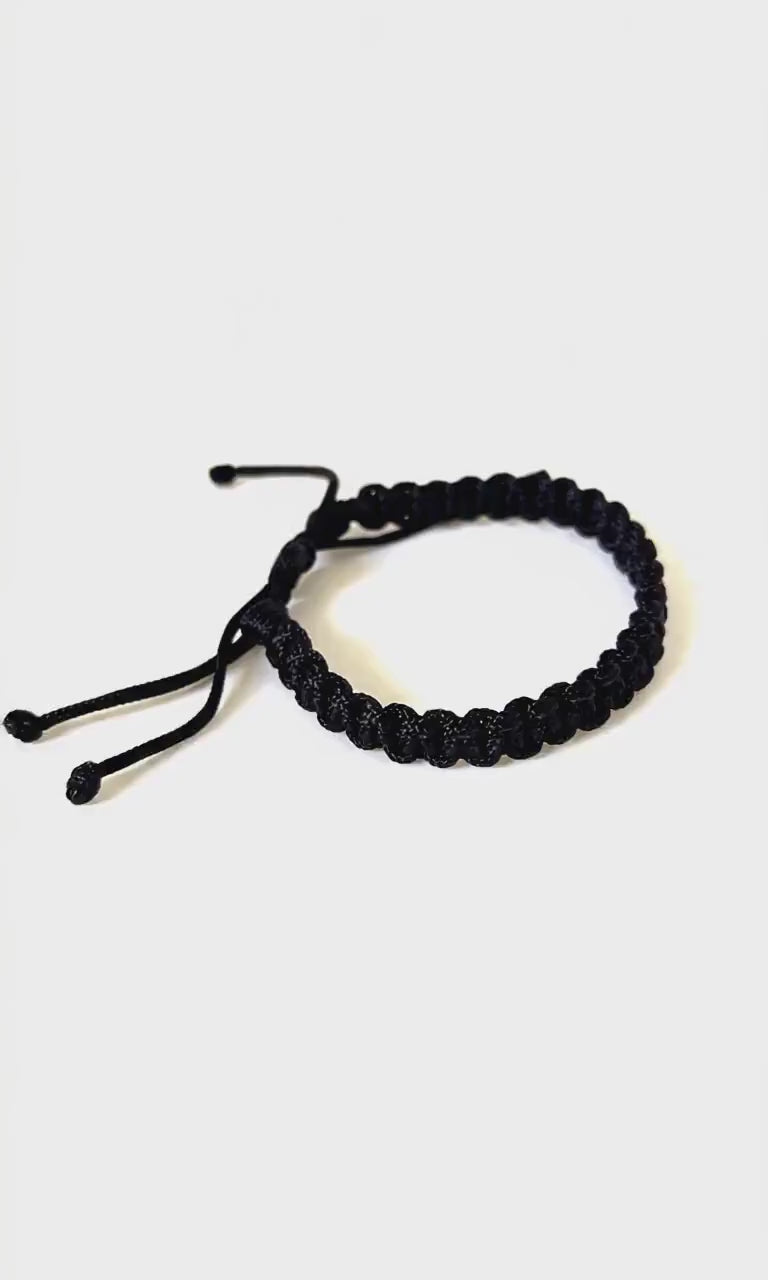 Macrame Black Braided Bracelet Adjustable Waterproof, Marathon