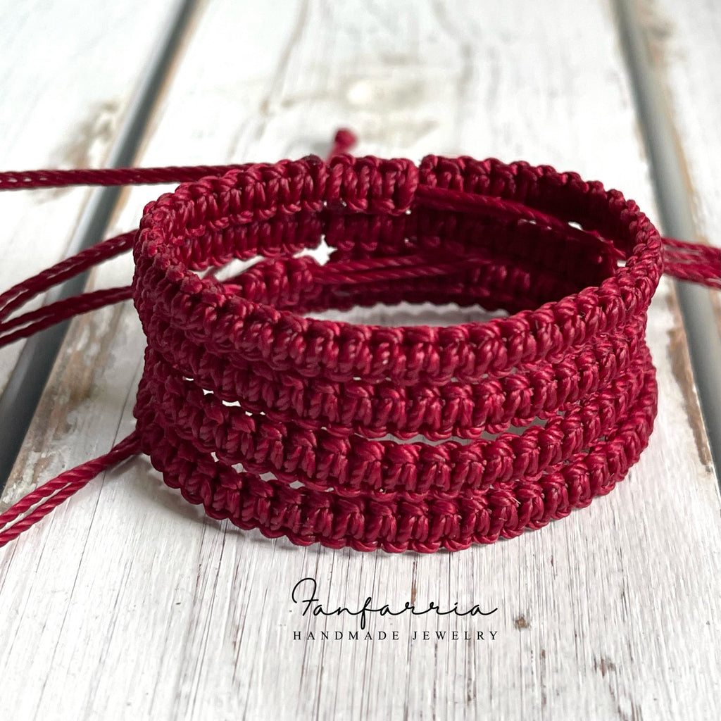 Burgundy Macrame Family Bracelets Matching Bracelets