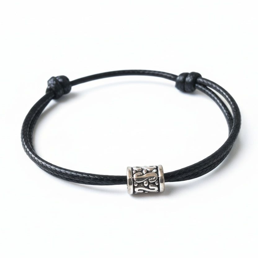 Crandon, Black Simple Tube Bracelet, Anklet, Men, Unisex, Adjustable