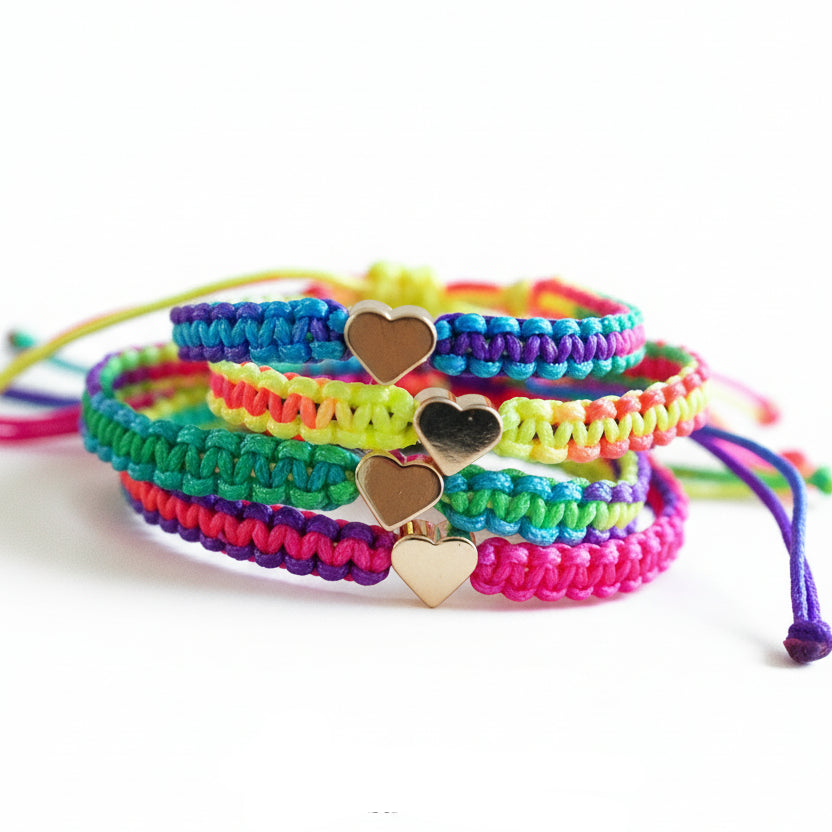 Gold Heart Family Bracelets Colorful Matching Bracelets
