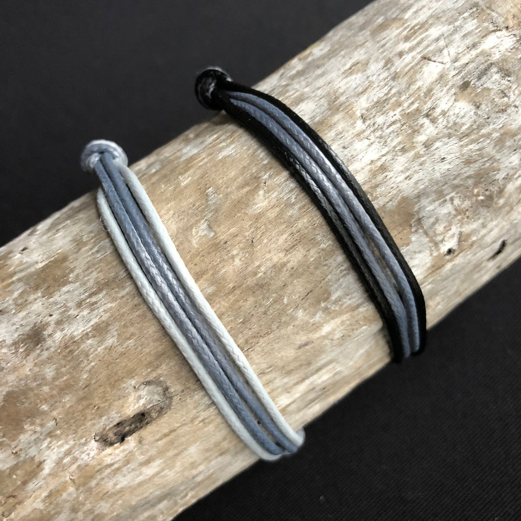 Black and Tan String Couple Bracelets - Fanfarria Handmade Jewelry