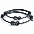 Lovers Key black leather couple bracelets his and hers minimalist matching set