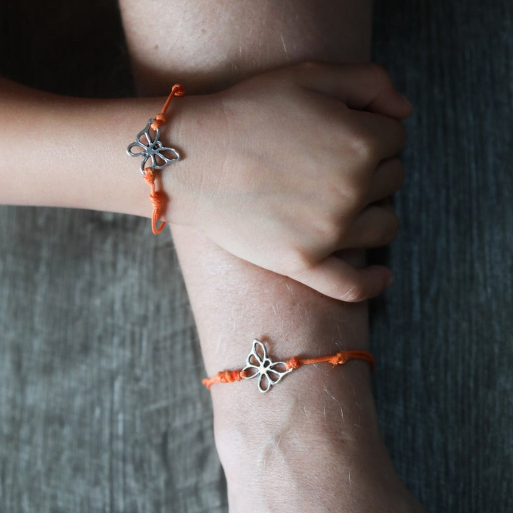 Butterfly Mommy and Me Orange Family Bracelets, Matching Bracelets