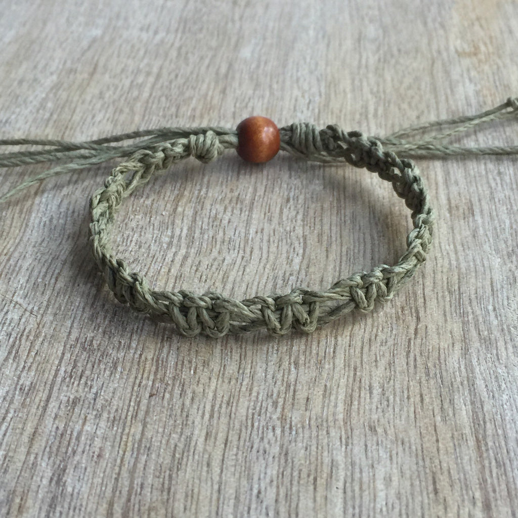 SoBe, Olive Hemp Anklet - Fanfarria Handmade Jewelry