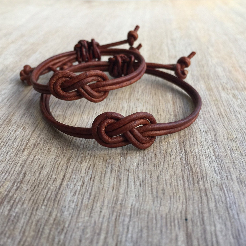 St. Pete Brown Leather Couples Bracelets - Fanfarria Handmade Jewelry