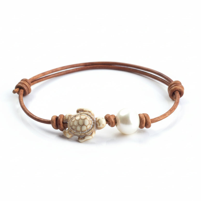 Freshwater Pearl Leather Anklet - Fanfarria Handmade Jewelry