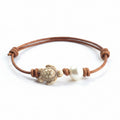 Freshwater Pearl Leather Anklet - Fanfarria Handmade Jewelry