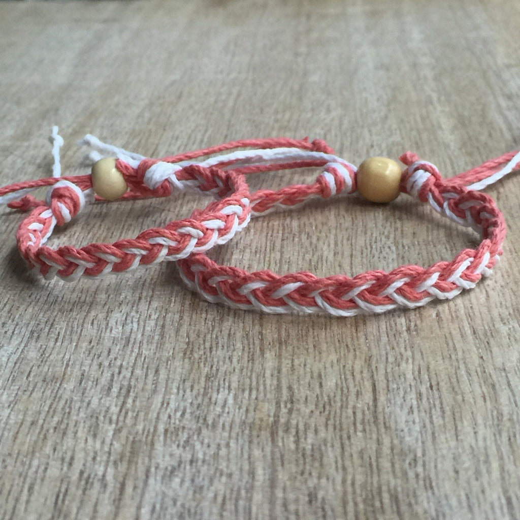 South Beach Coral Braided Mommy and me Bracelets - Fanfarria Handmade Jewelry