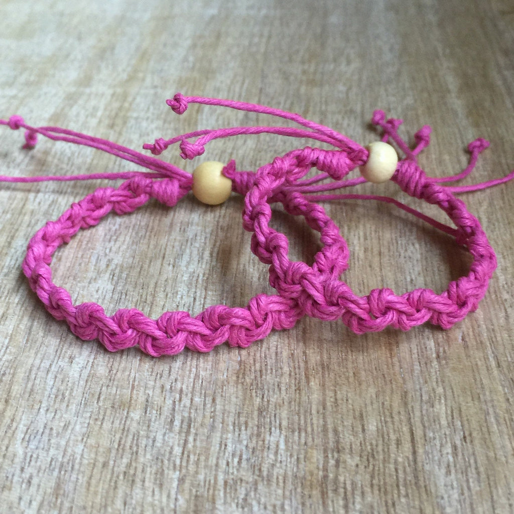Shell Key Pink Mommy and Me Hemp Bracelets - Fanfarria Handmade Jewelry