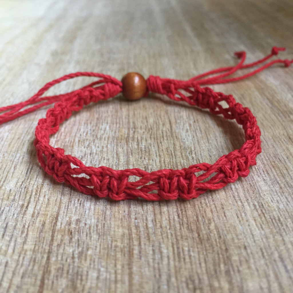SoBe Red Hemp Anklet - Fanfarria Handmade Jewelry