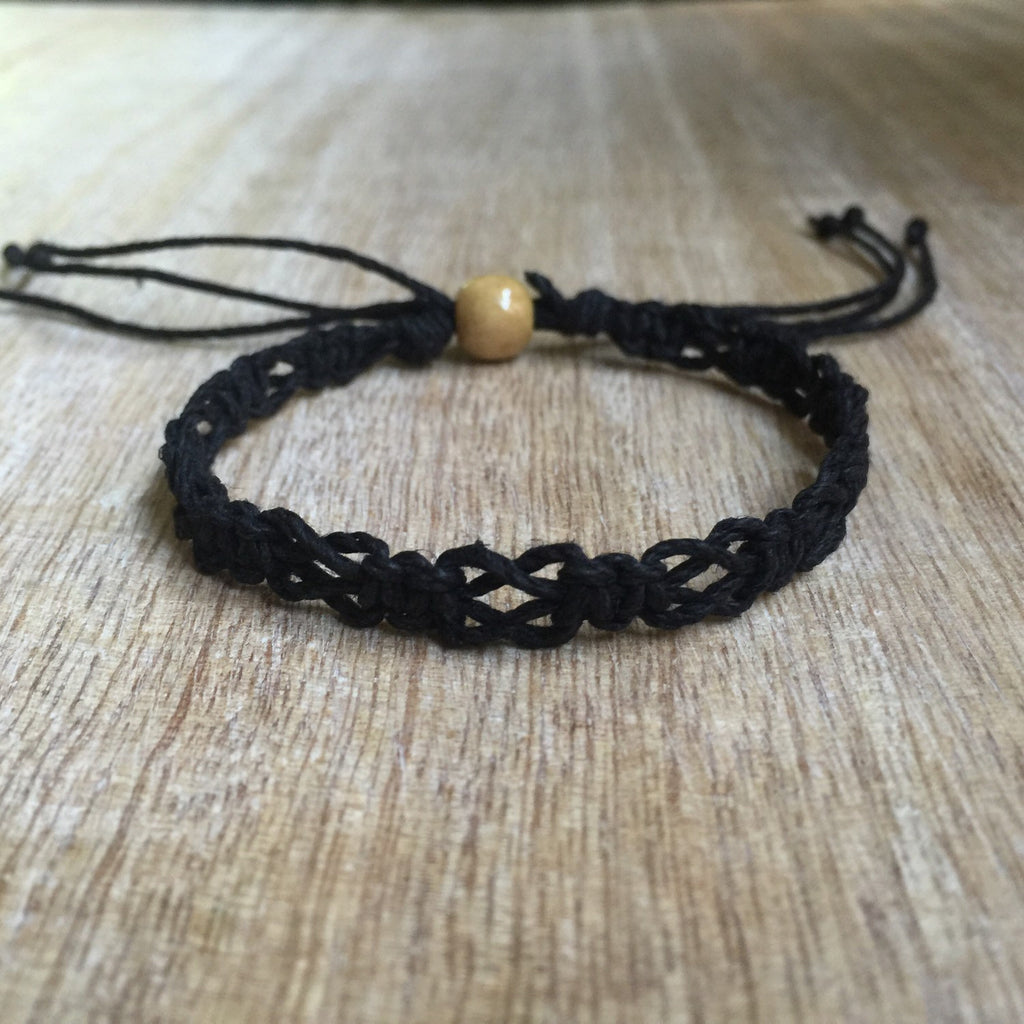 SoBe Black Hemp Anklet - Fanfarria Handmade Jewelry