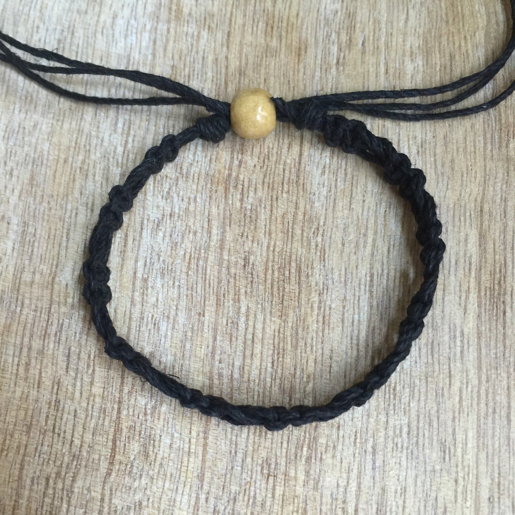 SoBe Black Hemp Anklet - Fanfarria Handmade Jewelry